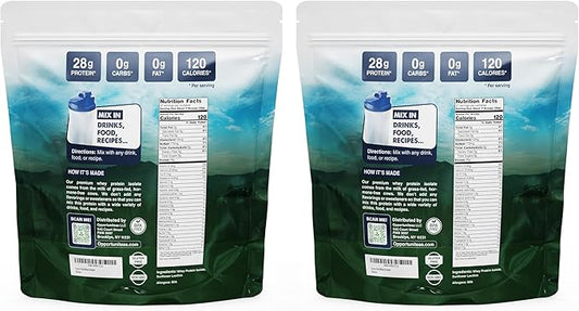 Opportuniteas Grass Fed Whey Isolate Protein Powder - Unflavored 28g Protein Powder Without Artificial Sweeteners, Hormone-Free Cows, Non GMO - 5lb