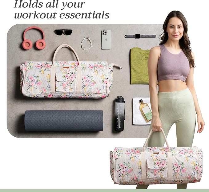 Maison d' Hermine Yoga Mat bag, Cylindrical bag for Woman&Men, yoga mat Bag &Adjustable shoulder straps Yoga Mat Carrier Bag with Drawstring Water Bottle Pocket and zipper pocket