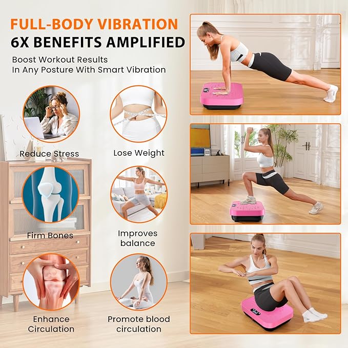 Vibration Plate Exercise Machine, 2025 Upgraded Fitness Vibrating Lymphatic Drainage Full Body Workout Shaker for Weight Loss, Featuring a 330 Lbs Capacity Vibrate Fitness Platform with 8 Modes