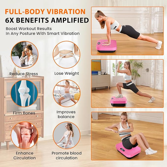 Vibration Plate Exercise Machine, 2025 Upgraded Fitness Vibrating Lymphatic Drainage Full Body Workout Shaker for Weight Loss, Featuring a 330 Lbs Capacity Vibrate Fitness Platform with 8 Modes