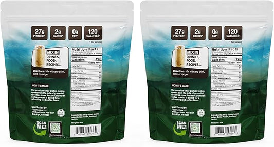 Opportuniteas Grass Fed Coffee Whey Protein Isolate Powder - 27g Protein Powder Without Artificial Sweeteners, 60mg Caffeine, Hormone-Free Cows - 5lb