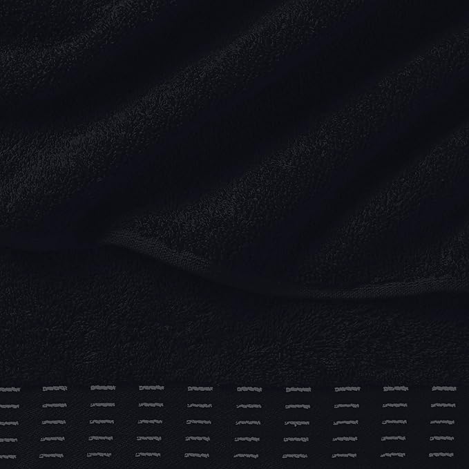 Ultra Soft 6 Pack Cotton Towel Set, Contains 2 Bath Towels 28x55 inch, 2 Hand Towels 16x24 inch & 2 Wash Coths 12x12 inch, Ideal Everyday use, Compact & Lightweight - Black