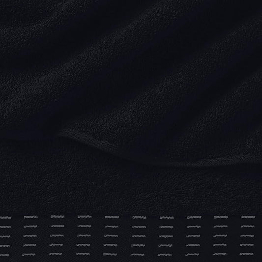 Ultra Soft 6 Pack Cotton Towel Set, Contains 2 Bath Towels 28x55 inch, 2 Hand Towels 16x24 inch & 2 Wash Coths 12x12 inch, Ideal Everyday use, Compact & Lightweight - Black