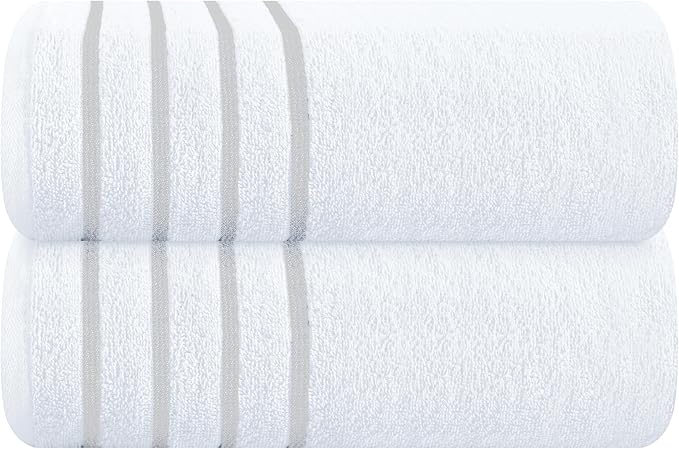 MyOwn Cotton 2 Pack Oversized Bath Sheet 35 x 70, Large Bath Sheet, Ultra Absorbent, Compact, Eco-Friendly and 100% Recyclable, Quick Drying and Lightweight Towel - White