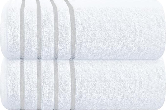 MyOwn Cotton 2 Pack Oversized Bath Sheet 35 x 70, Large Bath Sheet, Ultra Absorbent, Compact, Eco-Friendly and 100% Recyclable, Quick Drying and Lightweight Towel - White