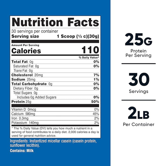 Nutricost Casein Protein Powder 2lb - Micellar Casein, Gluten Free, Non-GMO (Unflavored)