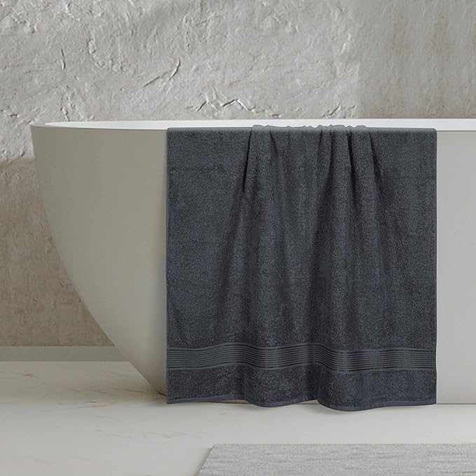 Belizzi Home Cotton 2 Pack Oversized Bath Sheet 35x70, Large Bath Sheet, Ultra Soft, Absorbent, Compact, Eco-Friendly, Recyclable, Quick Drying and Lightweight Towel - Charcoal Grey