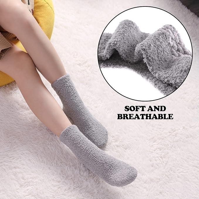 FNOVCO Non Slip Socks for Women Winter Warm Cozy Fuzzy Slipper Socks Soft Fluffy Hospital Socks with Grips