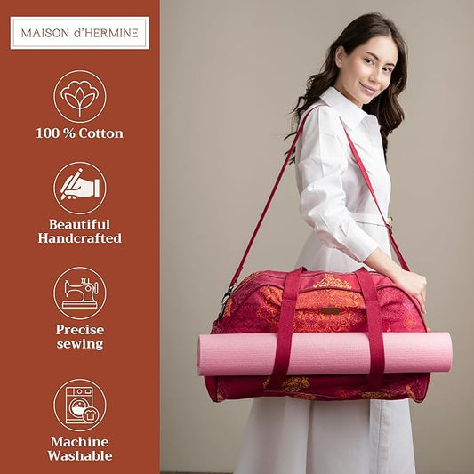 Maison d' Hermine Yoga Mat bag, Cylindrical bag for Woman&Men, yoga mat Bag &Adjustable shoulder straps Yoga Mat Carrier Bag with Drawstring Water Bottle Pocket and zipper pocket