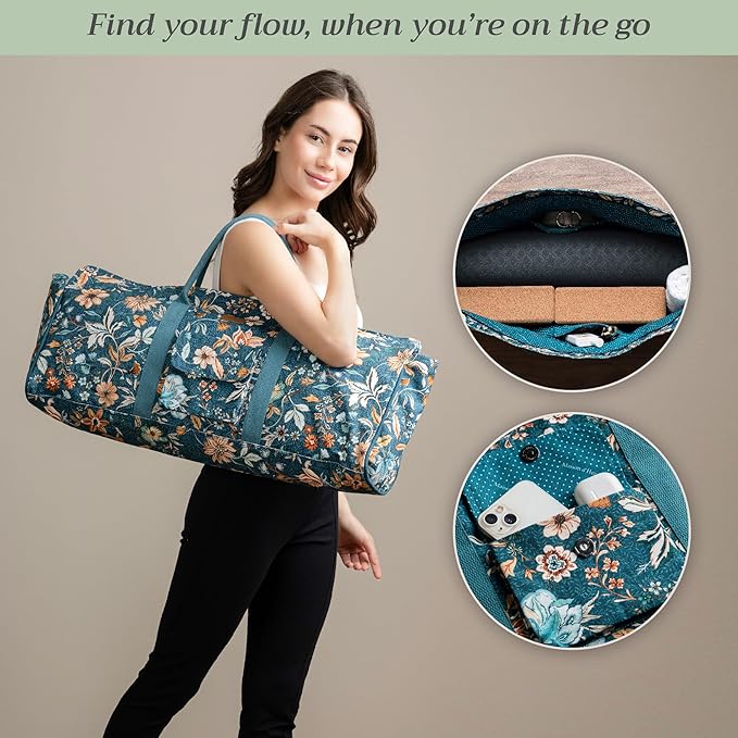 Maison d' Hermine Yoga Mat bag, Cylindrical bag for Woman&Men, yoga mat Bag &Adjustable shoulder straps Yoga Mat Carrier Bag with Drawstring Water Bottle Pocket and zipper pocket