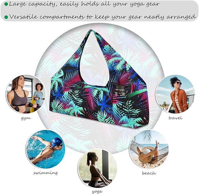 Large Yoga Mat Bag Yoga Bags and Carriers Fits All You Stuff Yoga Tote Bag with Yoga Mat Strap, Elastic Pockets and Zipper Pockets