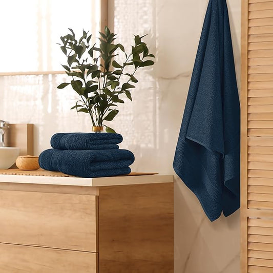 Belizzi Home Ultra Soft 3 Pack Cotton Towel Set, Contains a Bath Towel 28x55 inch, a Hand Towel 16x24 inch & a Wash Coth 12x12 inch, Ideal Everyday use, Compact & Lightweight - Mineral Blue