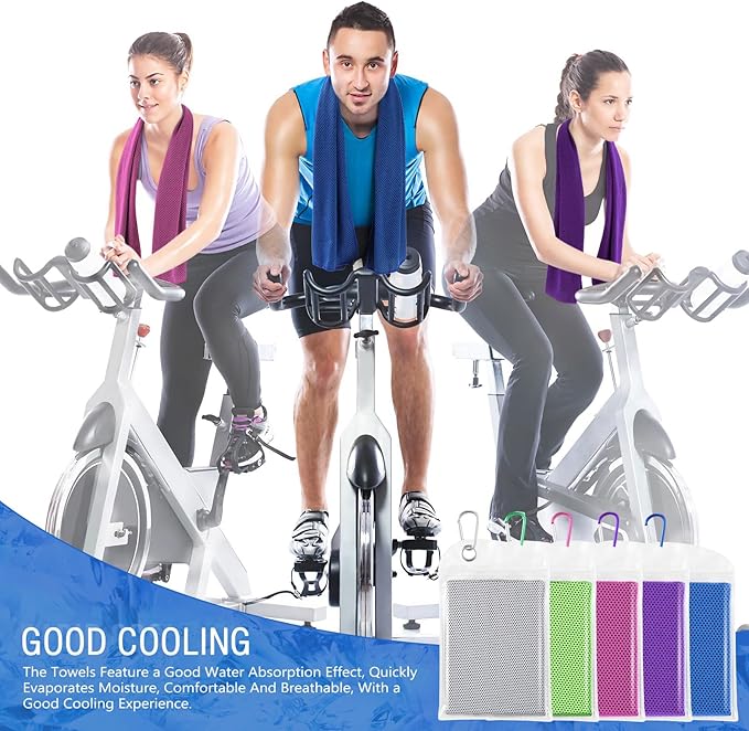 Hosuly 15 Pack Cooling Towels 40" x 12" Cooling Towels for Neck and Face Iced Towel Microfiber Soft Breathable Chilly Yoga Towel for Hot Weather (Dark Blue, Light Gray, Bright Green, Rose Red, Purple)