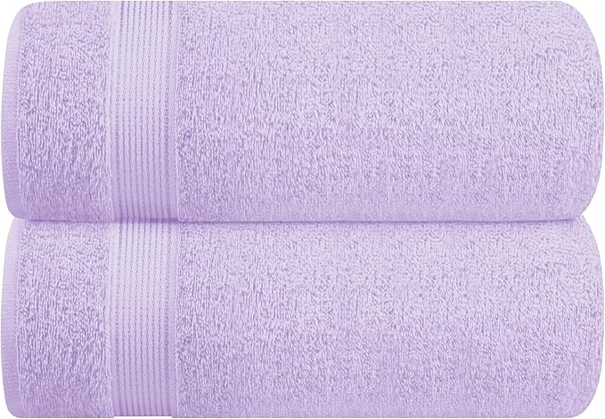 Belizzi Home Cotton 2 Pack Oversized Bath Sheet 35x70, Large Bath Sheet, Ultra Soft, Absorbent, Compact, Eco-Friendly, Recyclable, Quick Drying and Lightweight Towel - Purple