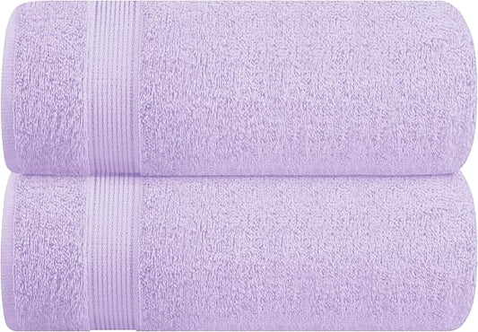 Belizzi Home Cotton 2 Pack Oversized Bath Sheet 35x70, Large Bath Sheet, Ultra Soft, Absorbent, Compact, Eco-Friendly, Recyclable, Quick Drying and Lightweight Towel - Purple