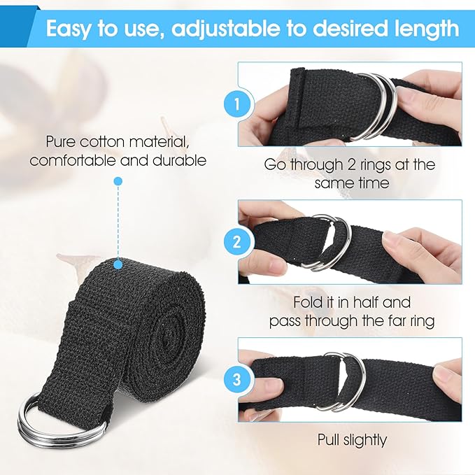 16 Pcs Yoga Strap for Stretching Bulk 6ft Exercise Stretch Band with Metal D Ring Adjustable Pilates Non Elastic Yoga Stretch Belt for Women Men Physical Fitness Gym Workout Dance