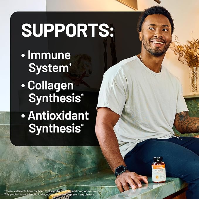 NatureWise Vitamin C 1000mg Capsules - Extra Strength Vegan Vitamin C for Daily Antioxidant & Immune Support - Non-GMO, USA Manufactured - 60 Capsules[60-Day Supply]
