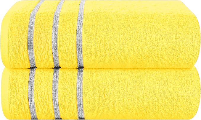 MyOwn Cotton 2 Pack Oversized Bath Towel Set 28x55 inches, Large Bath Towels, Ultra Absorbant Compact Quickdry & Lightweight Towel, Ideal for Gym Travel Camp Pool - Lime Yellow