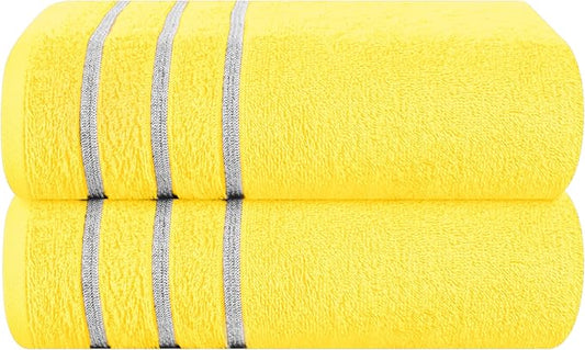 MyOwn Cotton 2 Pack Oversized Bath Towel Set 28x55 inches, Large Bath Towels, Ultra Absorbant Compact Quickdry & Lightweight Towel, Ideal for Gym Travel Camp Pool - Lime Yellow