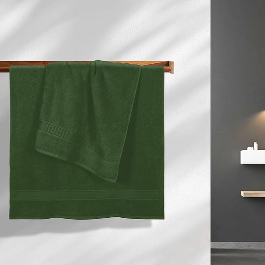 BELZZI Home Ultra Soft 4 Pack Oversized Bath Towel Set 27x54, Cotton Compact Bath Towels, Highly Absorbant Eco-Friendly Quickdry & Lightweight Towel, Ideal for Gym Travel Camp Pool - Olive Green