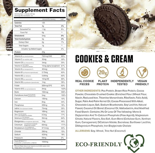 Ambrosia Planta - Premium Plant-Based Protein | Vegan & Keto Friendly | Gourmet Flavors with No Bloating or Stomach Upset | Gluten & Soy Free | No Added Sugar | 25 Servings | Cookies Cream