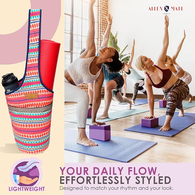 ALLEN & MATE Unisex Yoga Exercise Mat Bag with Large Size Pocket, Big Capacity Mat Tote Shoulder Carrier for Men & Women