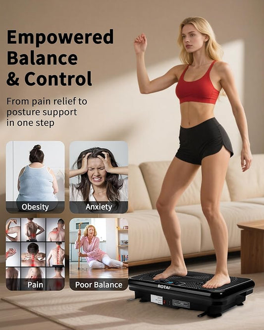Shake Plate Vibration Exercise Machine for Lymphatic Drainage Massager & Weight Loss, 400 lbs Capacity Whole Body Vibrating Plate Workout for Women and Men