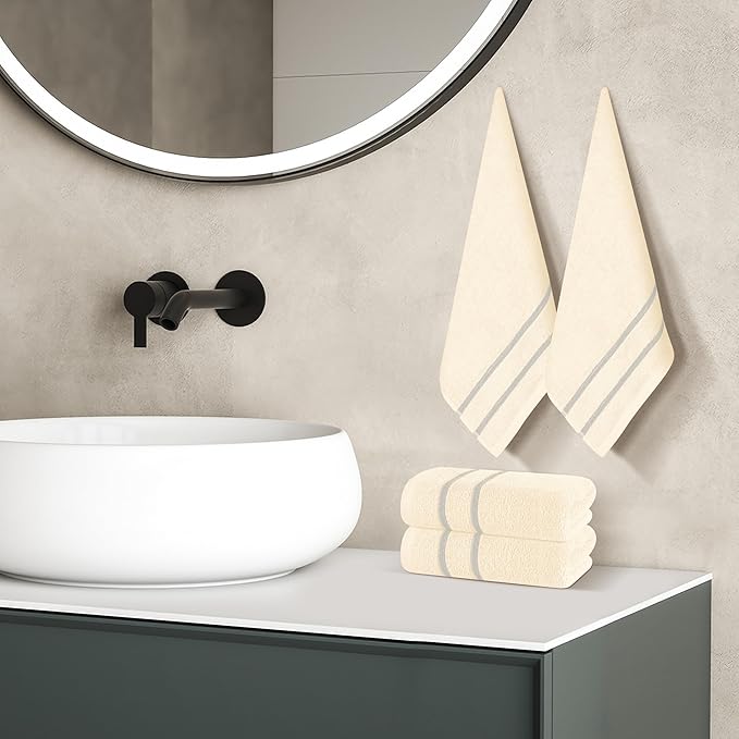 MyOwn Ultra Soft Cotton 6 -Piece Hand Towel Set 16x24 Inch, Ideal for use in Bathroom, Kitchen, Gym, Spa & General Cleaning, Compact & Lightweight Multi Purpose Hand Towels - Ivory