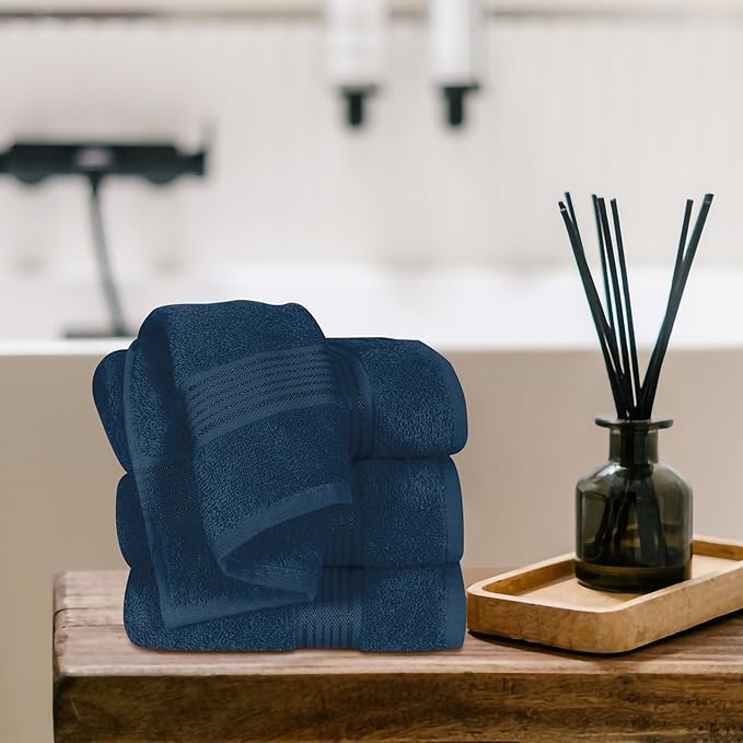 Belizzi Home Ultra Soft Cotton 6 -Piece Hand Towel Set 16x24, Ideal for use in Bathroom, Kitchen, Gym, Spa - Compact, Eco-Friendly, Lightweight - Multi Purpose Hand Towels - Mineral Blue