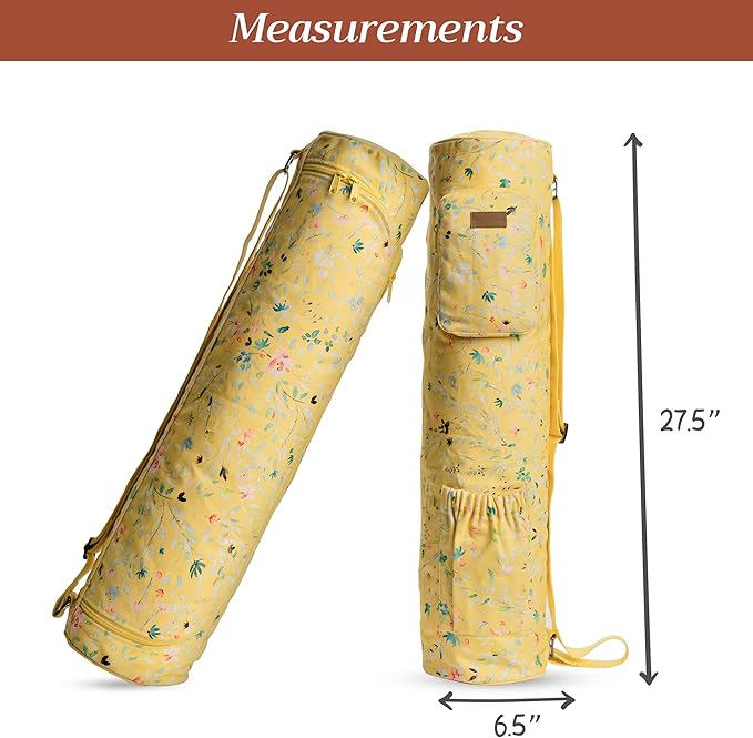 Maison d' Hermine Yoga Mat bag, Cylindrical bag for Woman&Men, yoga mat Bag &Adjustable shoulder straps Yoga Mat Carrier Bag with Drawstring Water Bottle Pocket and zipper pocket