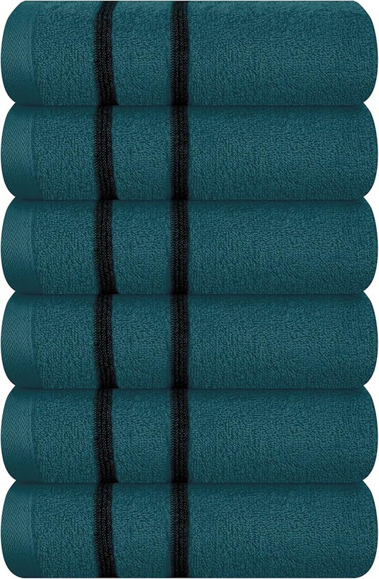 MyOwn Ultra Soft Cotton 6 -Piece Hand Towel Set 16x24 Inch, Ideal for use in Bathroom, Kitchen, Gym, Spa & General Cleaning, Compact & Lightweight Multi Purpose Hand Towels - Teal