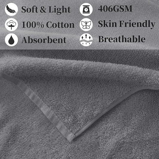 Sweat Towel for Men & Women, Sports Hand Towel for Yoga, Shower, Tennis, Running, Exercise & Fitness, Workout Towels for Gym (2PC, 15"x40") - 100% Cotton, Breathable, Soft & Absorb, Dark Gray