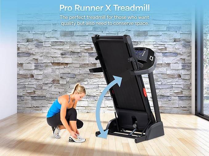3G Cardio Pro Runner X Treadmill - Heavy Duty Home Construction - FreeSync FTMS Bluetooth Connectivity - Low 6.5" Step-up Height - Foldable Compact Storage - Orthopedic Belt - 350 lb Capacity