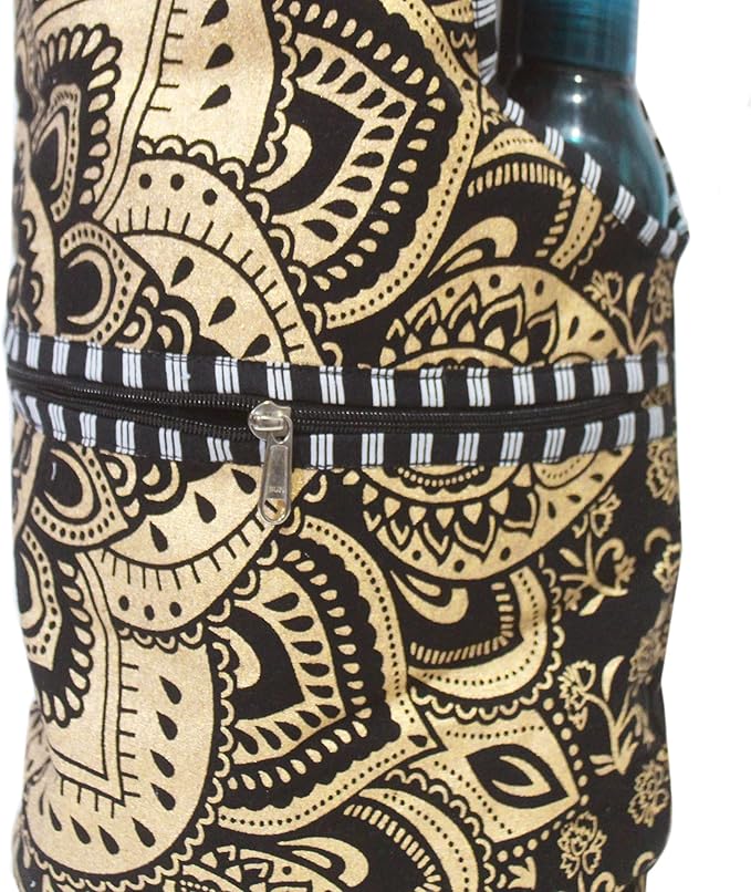 INDIAN CRAFT CASTLE Yoga Mat Bag | Tote Mat Bag | Sling Yoga Tote w/Large Side Pocket & Zipper Pocket | Yoga Mat Carrier Fits Most Size Mats