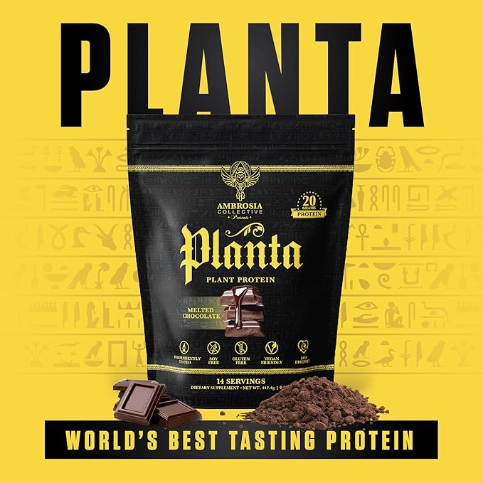 Ambrosia Planta - Premium Plant-Based Protein | Vegan & Keto Friendly | Gourmet Flavors with No Bloating or Stomach Upset | No Added Sugar | 14 Servings | (Melted Chocolate)