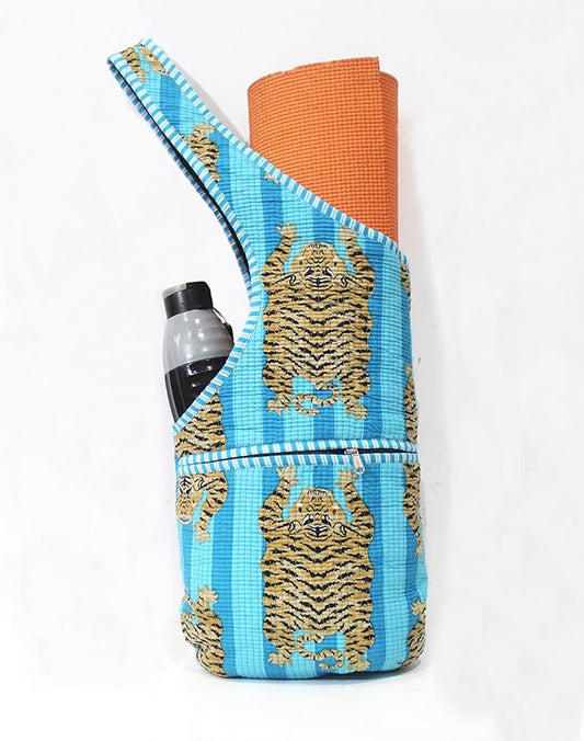 INDIAN CRAFT CASTLE Yoga Mat Bag | Tote Mat Bag | Sling Yoga Tote w/Large Side Pocket & Zipper Pocket | Yoga Mat Carrier Fits Most Size Mats
