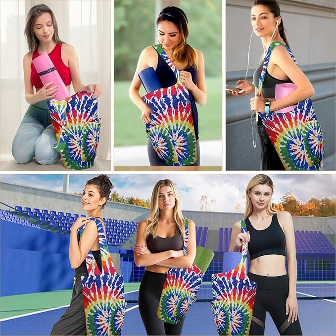 Yoga Mat Bag Carrier for Women Workout Large Waterproof with Zipper Pocket, Keychain and Wide Shoulder Straps