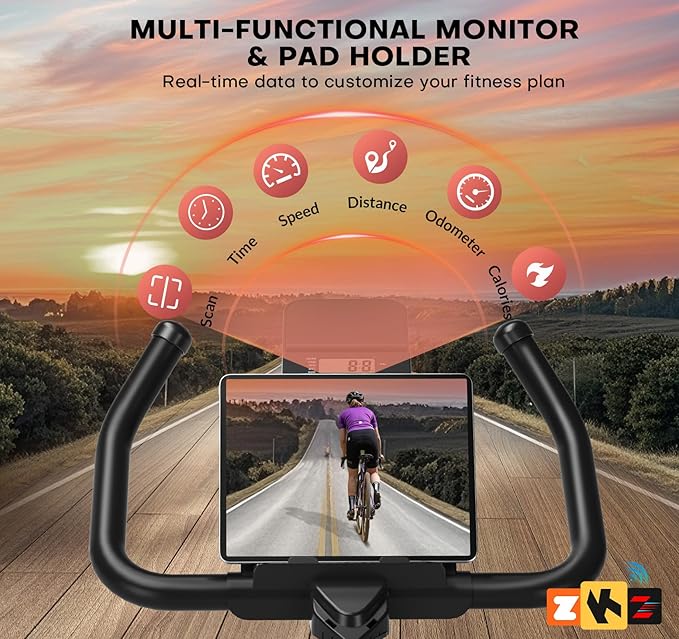 Exercise Bike, Adjustable Magnetic Resistance Stationary Bikes for Home with App Compatible, Quiet Indoor Cycling Bike with 350lbs Weight Capacity Comfortable Seat, Digital Monitor & Phone Mount