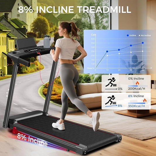 Treadmill with Incline 3-in-1 Portable Treadmills for Home Small, Incline Walking Pad Treadmill with Handle Bar, Walking Pad Foldable with 3.0HP Quiet Brushless, LED Dispay, 300LBS Capacity