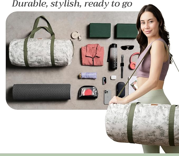 Maison d' Hermine Yoga Mat bag, Cylindrical bag for Woman&Men, yoga mat Bag &Adjustable shoulder straps Yoga Mat Carrier Bag with Drawstring Water Bottle Pocket and zipper pocket