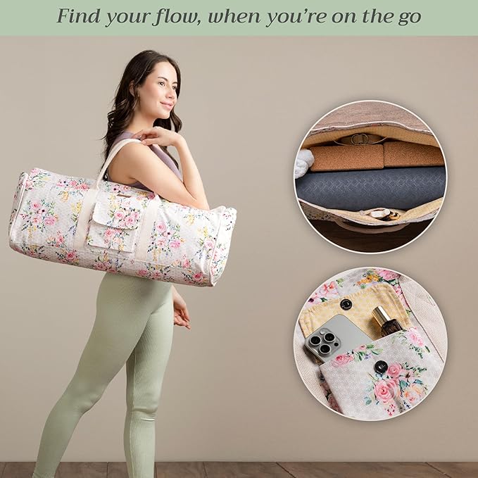 Maison d' Hermine Yoga Mat bag, Cylindrical bag for Woman&Men, yoga mat Bag &Adjustable shoulder straps Yoga Mat Carrier Bag with Drawstring Water Bottle Pocket and zipper pocket