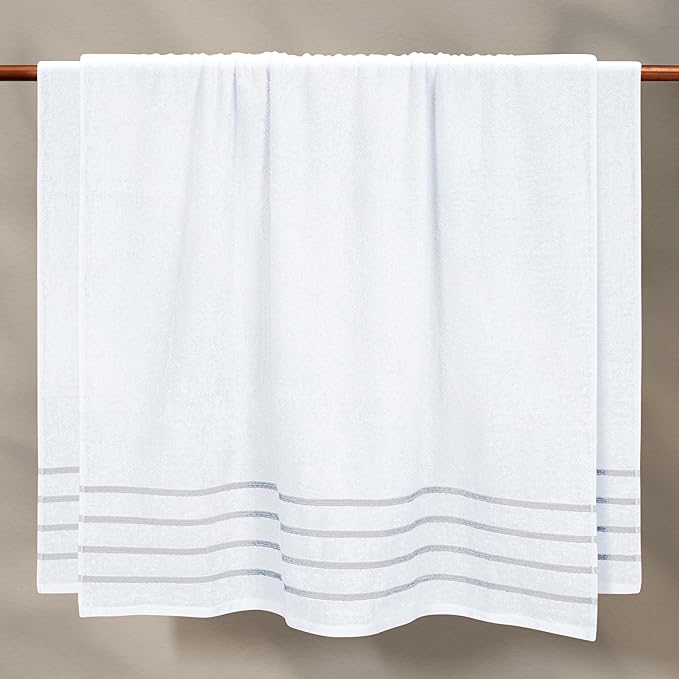 MyOwn Cotton 2 Pack Oversized Bath Sheet 35 x 70, Large Bath Sheet, Ultra Absorbent, Compact, Eco-Friendly and 100% Recyclable, Quick Drying and Lightweight Towel - White