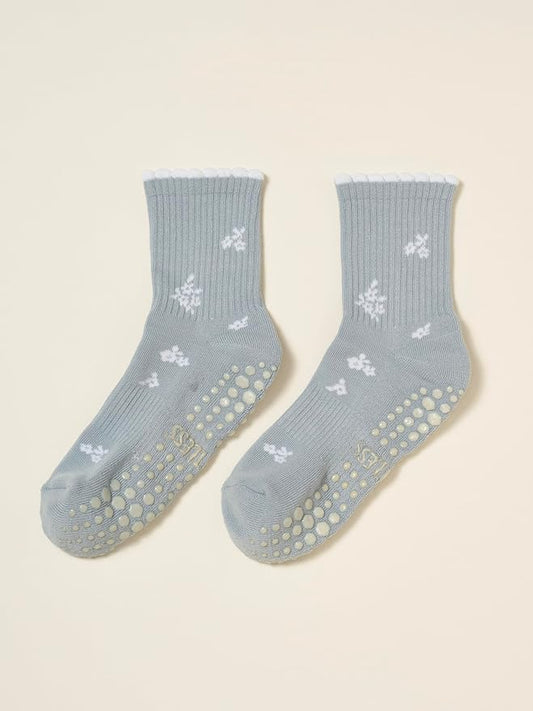 Shapes Studio Crew Half Calf Grip Socks, Cutest Fruits Pilates Socks, Ruffle socks, Non-Slip, Barre Yoga Fitness