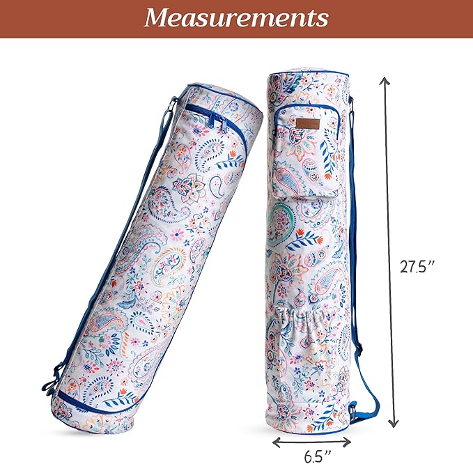 Maison d' Hermine Yoga Mat bag, Cylindrical bag for Woman&Men, yoga mat Bag &Adjustable shoulder straps Yoga Mat Carrier Bag with Drawstring Water Bottle Pocket and zipper pocket