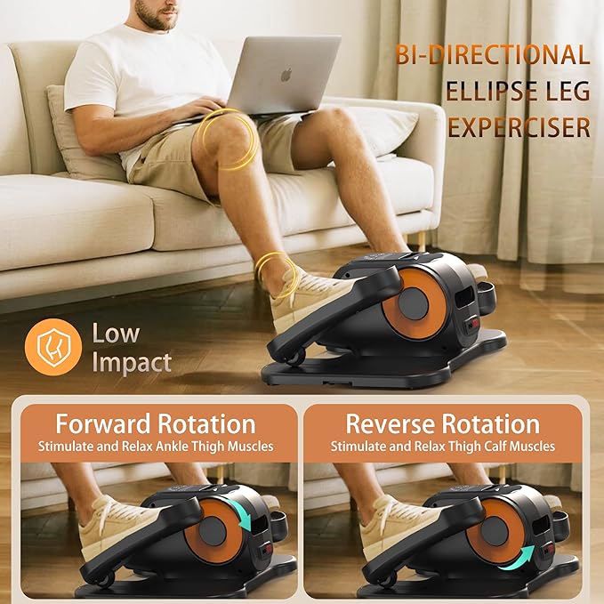 Under Desk Elliptical Machine, Electric Elliptical Training Machine w/Remote & 12 Speeds Level, Manual & Auto Mode, Elliptical Traier for Seniors Seated Pedal Exerciser for Home Office