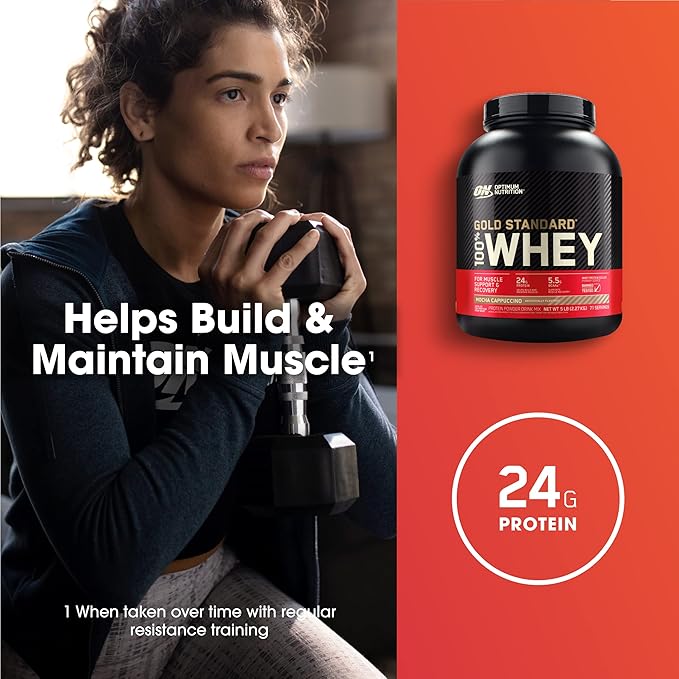 Optimum Nutrition Gold Standard 100% Whey Protein Powder, Mocha Cappuccino, 5 Pound (Packaging May Vary)