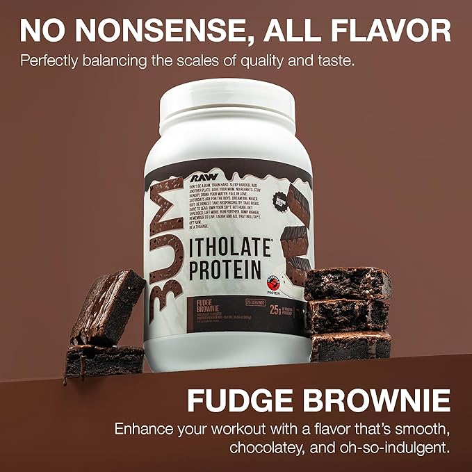 RAW Whey Isolate Protein Powder, Fudge Brownie (CBUM Itholate Protein) - 100% Grass-Fed Sports Nutrition for Muscle Growth & Recovery - Low-Fat, Low Carb, Naturally Flavored - 25 Servings