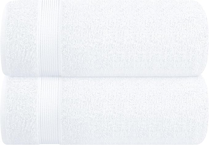 Belizzi Home Cotton 2 Pack Oversized Bath Sheet 35x70, Large Bath Sheet, Ultra Soft, Absorbent, Compact, Eco-Friendly, Recyclable, Quick Drying and Lightweight Towel - White