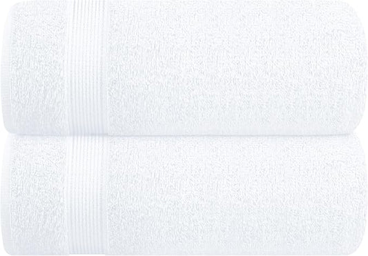 Belizzi Home Cotton 2 Pack Oversized Bath Sheet 35x70, Large Bath Sheet, Ultra Soft, Absorbent, Compact, Eco-Friendly, Recyclable, Quick Drying and Lightweight Towel - White