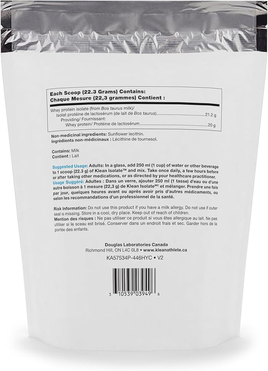 Klean Athlete Klean Isolate - Whey Protein Isolate - Daily Protein & Amino Acid - Intake for Muscle Integrity* - NSF Certified for Sport - 20 Servings - Unflavored